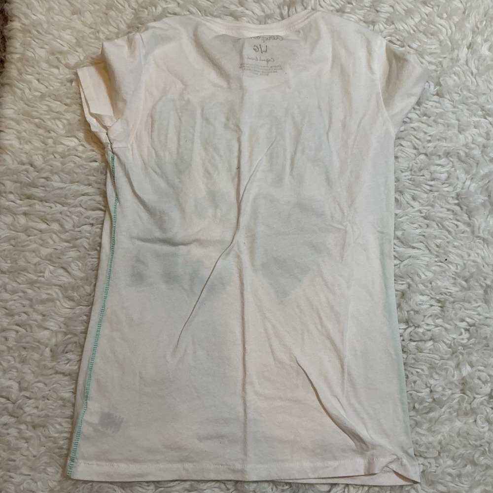 Aeropostale‎ Aero CA Graphic Tee White Turquoise Y2K Baby Tee Size L/G - Picture 3 of 3